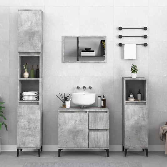 Armadietto da Bagno Grigio Cemento 65x33x60cm Legno Multistrato - homemem39