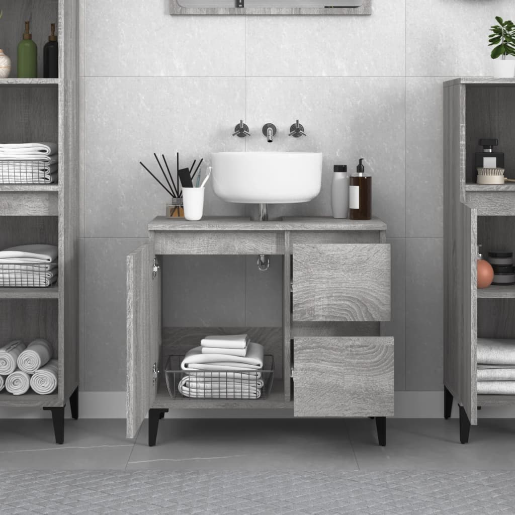 Armadietto Bagno Grigio Sonoma 65x33x60 cm in Legno Multistrato - homemem39