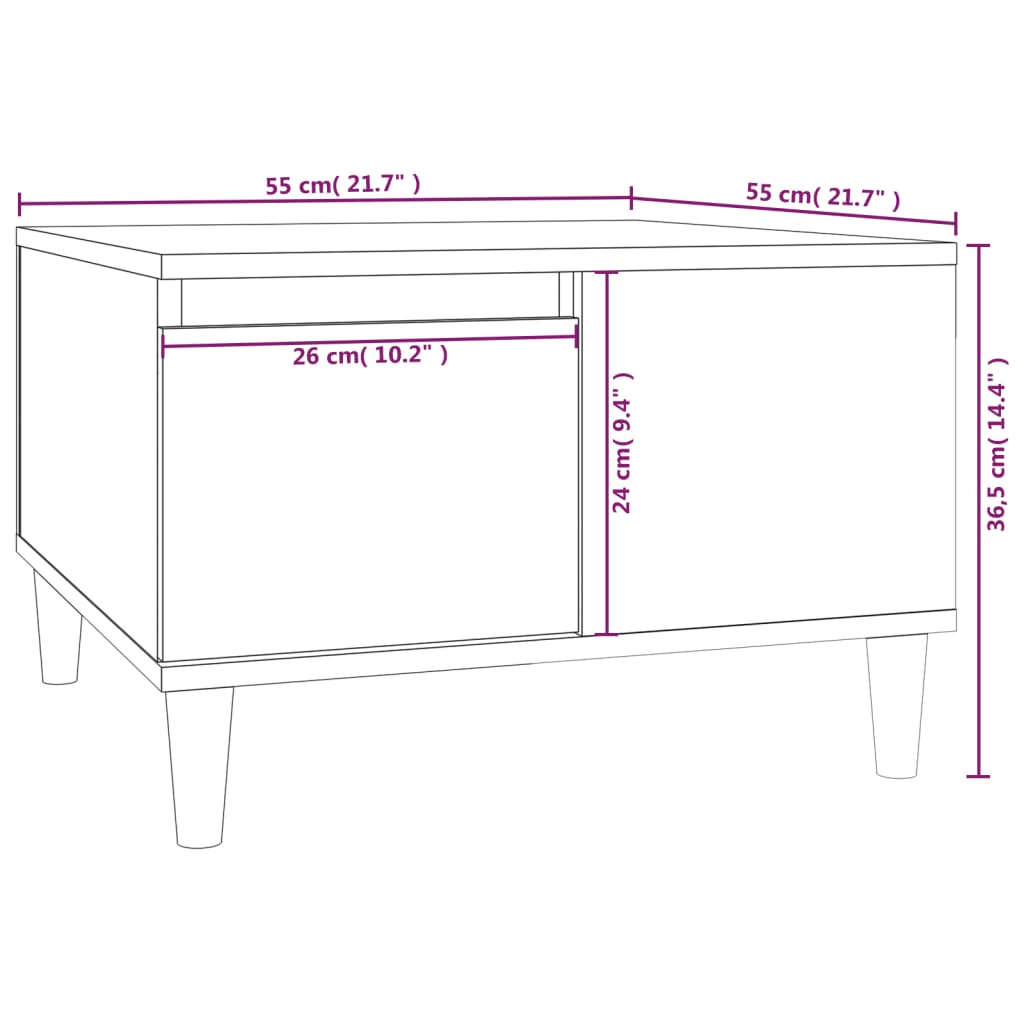 Tavolino da Salotto Nero 55x55x36,5 cm in Legno Multistrato - homemem39