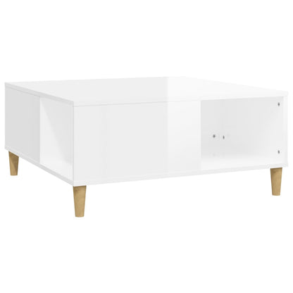 Tavolino Salotto Bianco Lucido 80x80x36,5 cm Legno Multistrato - homemem39