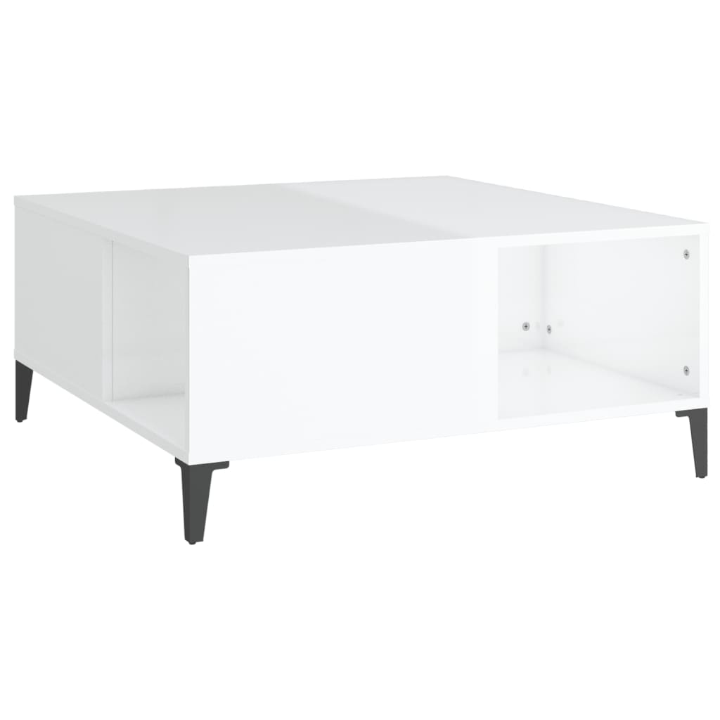 Tavolino Salotto Bianco Lucido 80x80x36,5 cm Legno Multistrato - homemem39