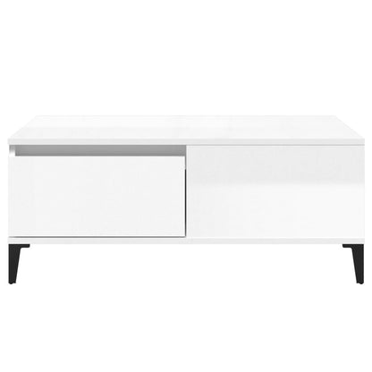 Tavolino Salotto Bianco Lucido 90x50x36,5 cm Legno Multistrato - homemem39