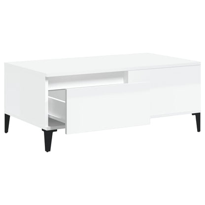 Tavolino Salotto Bianco Lucido 90x50x36,5 cm Legno Multistrato - homemem39