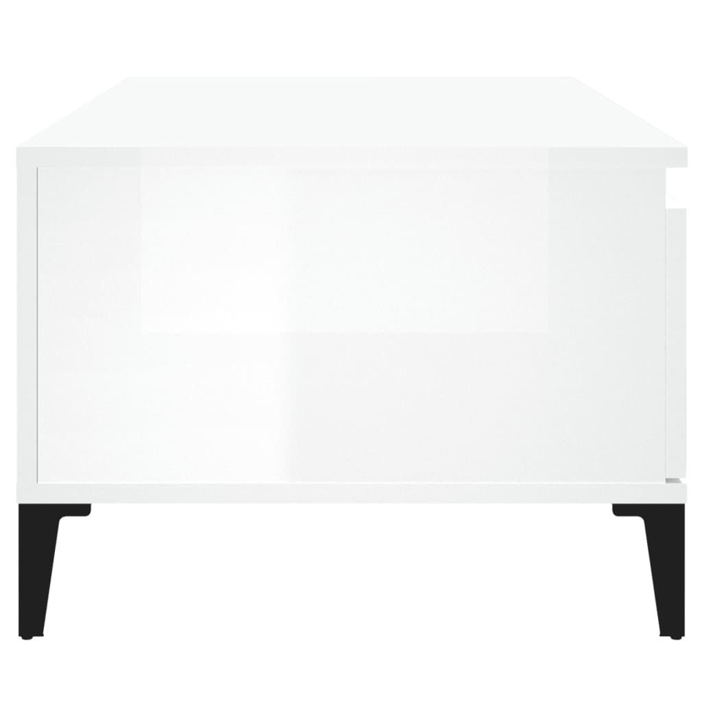 Tavolino Salotto Bianco Lucido 90x50x36,5 cm Legno Multistrato - homemem39