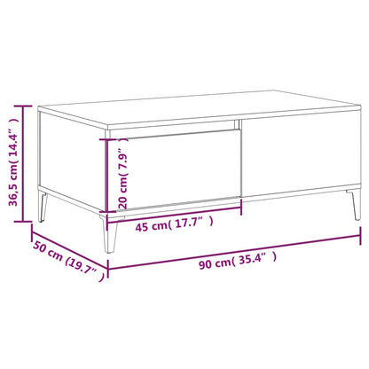 Tavolino Salotto Grigio Cemento 90x50x36,5 cm Legno Multistrato - homemem39