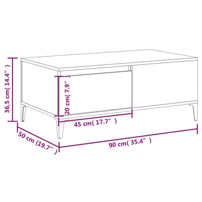 Tavolino da Salotto Rovere Fumo 90x50x36,5 cm Legno Multistrato - homemem39