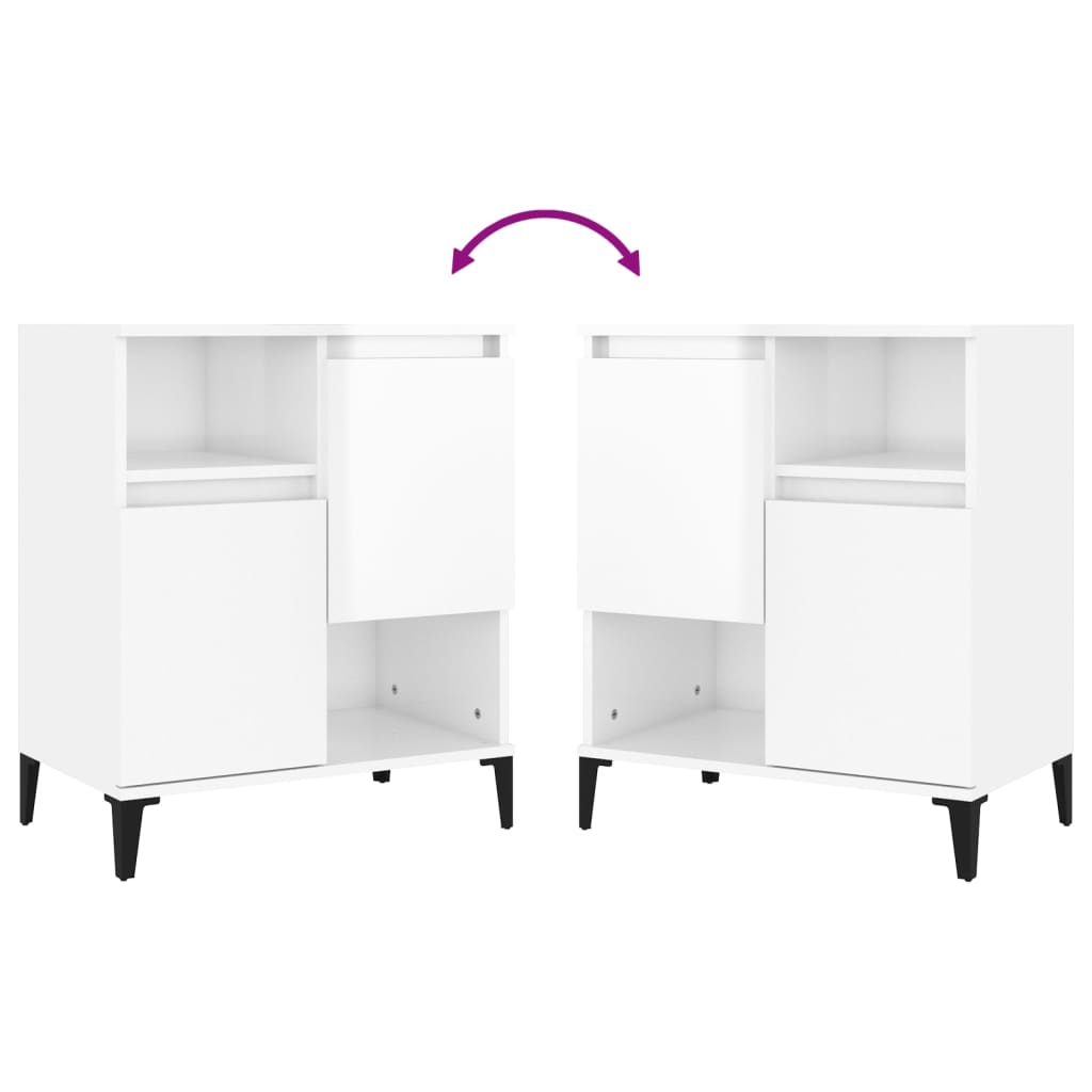 Credenza Bianco Lucido 60x35x70 cm in Legno Multistrato - homemem39