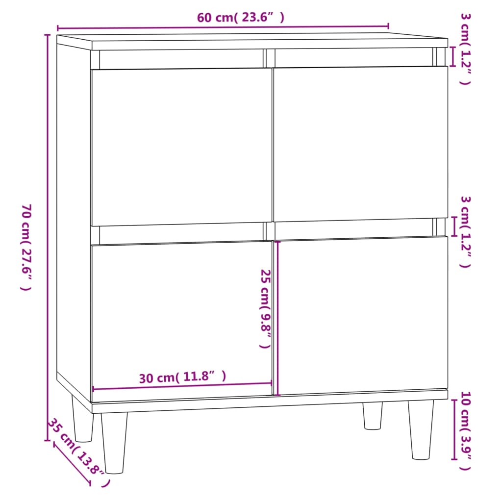 Credenza Nero 60x35x70 cm in Legno Multistrato - homemem39