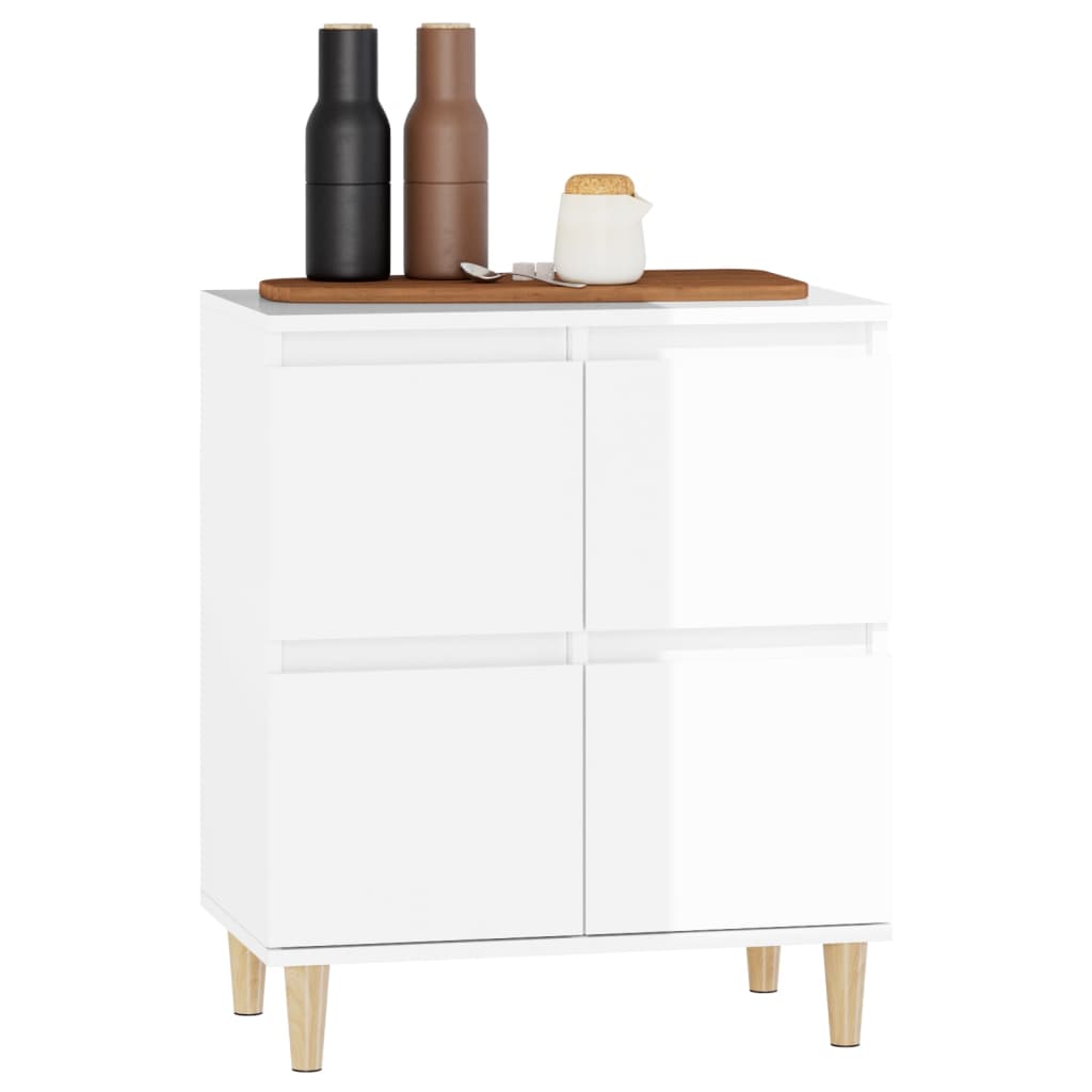 Credenza Bianco Lucido 60x35x70 cm in Legno Multistrato - homemem39