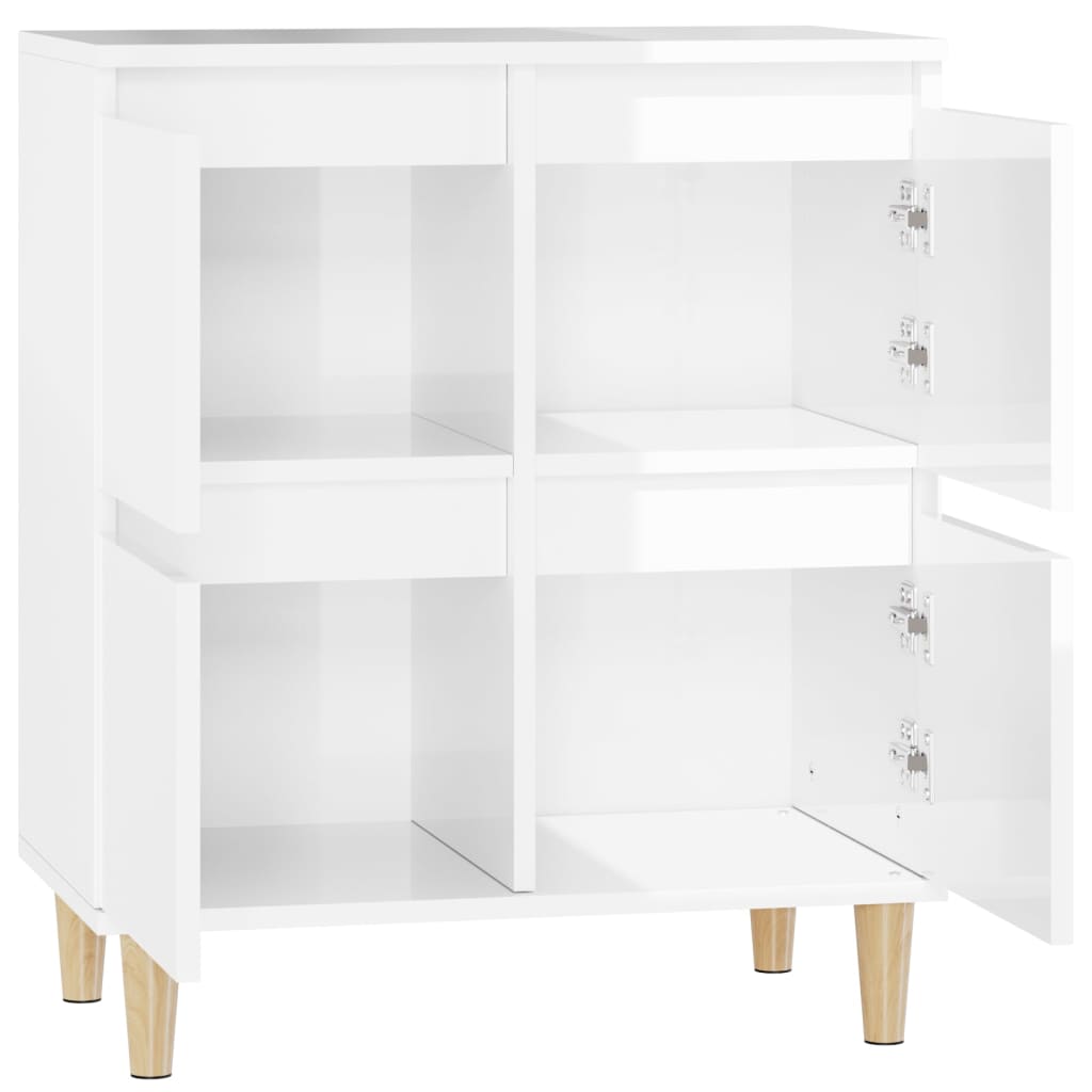 Credenza Bianco Lucido 60x35x70 cm in Legno Multistrato - homemem39