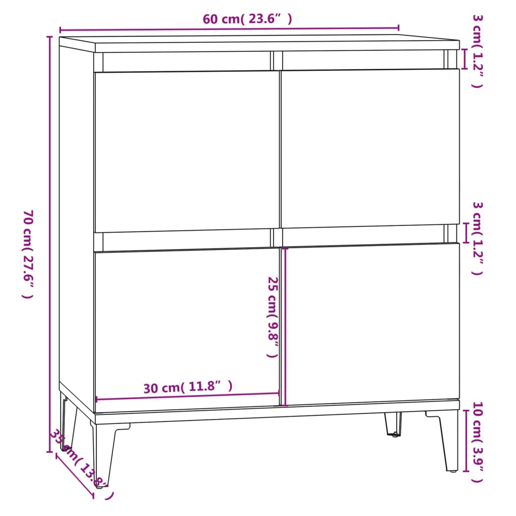 Credenza Bianca 60x35x70 cm in Legno Multistrato - homemem39