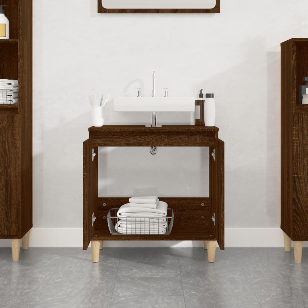 Mobile Lavabo Rovere Marrone 58x33x60 cm in Legno Multistrato - homemem39