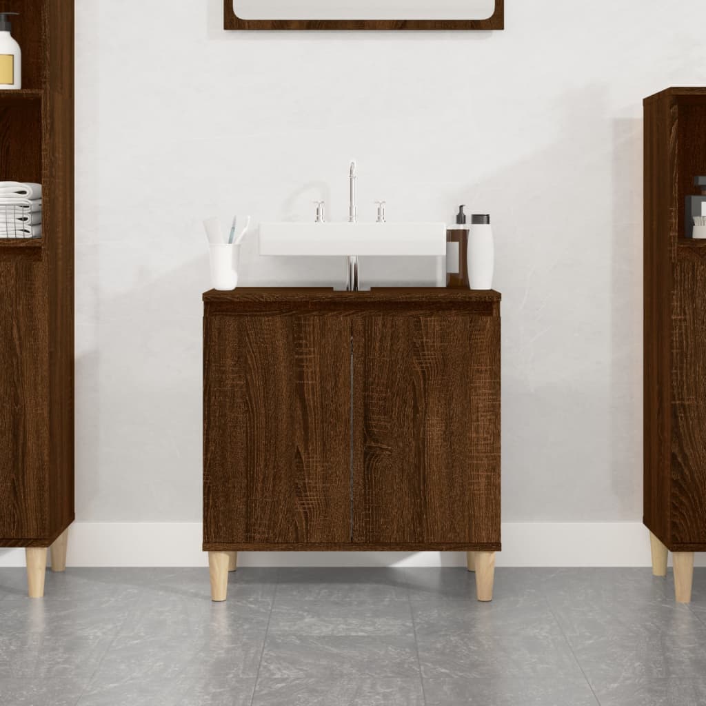 Mobile Lavabo Rovere Marrone 58x33x60 cm in Legno Multistrato - homemem39