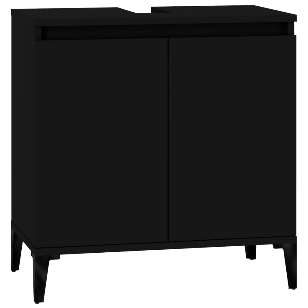 Mobile Lavabo Nero 58x33x60 cm in Legno Multistrato - homemem39