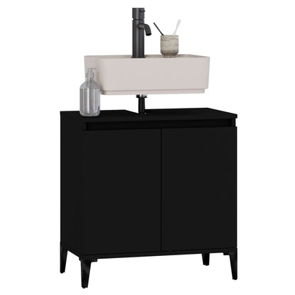 Mobile Lavabo Nero 58x33x60 cm in Legno Multistrato - homemem39