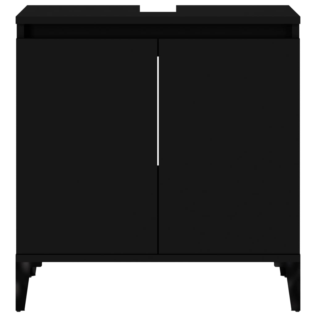 Mobile Lavabo Nero 58x33x60 cm in Legno Multistrato - homemem39