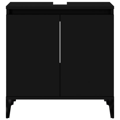 Mobile Lavabo Nero 58x33x60 cm in Legno Multistrato - homemem39