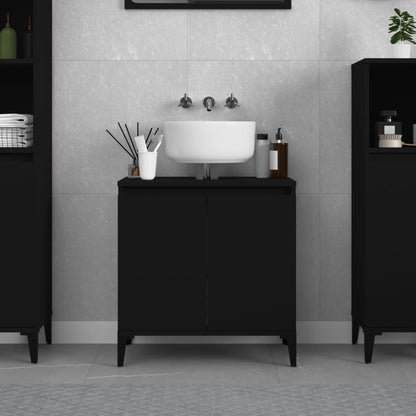 Mobile Lavabo Nero 58x33x60 cm in Legno Multistrato - homemem39