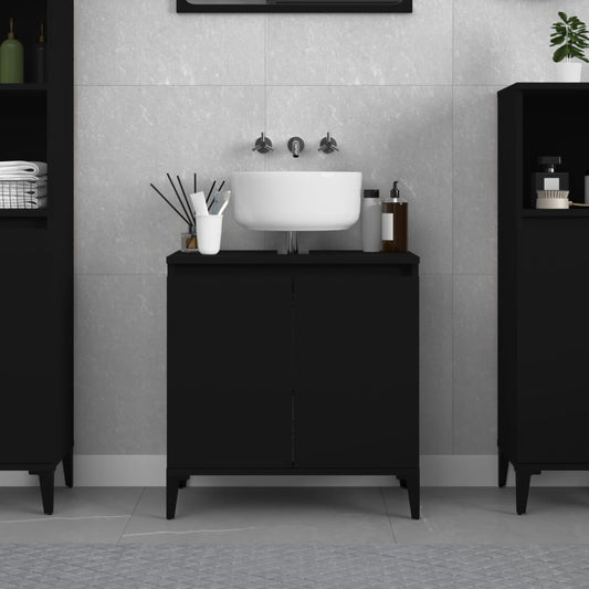 Mobile Lavabo Nero 58x33x60 cm in Legno Multistrato - homemem39