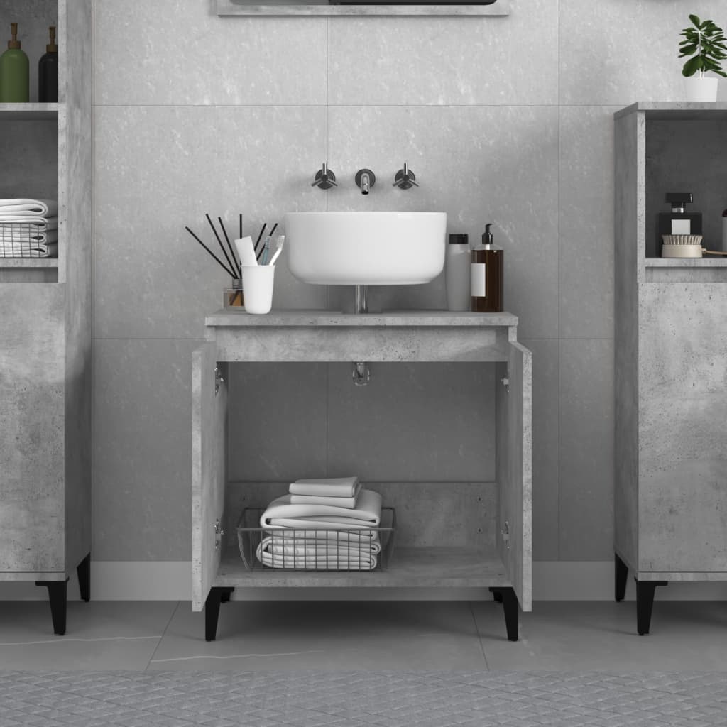 Mobile Lavabo Grigio Cemento 58x33x60 cm in Legno Multistrato - homemem39