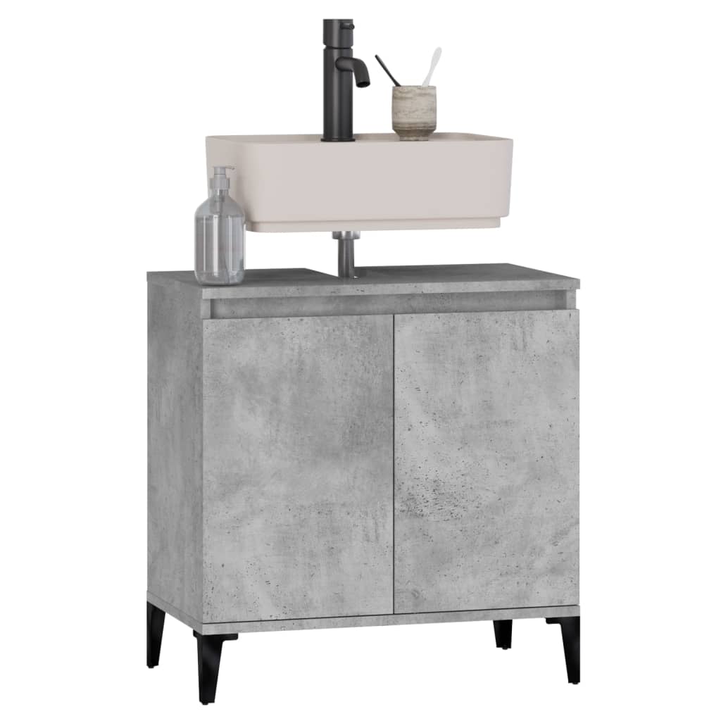 Mobile Lavabo Grigio Cemento 58x33x60 cm in Legno Multistrato - homemem39