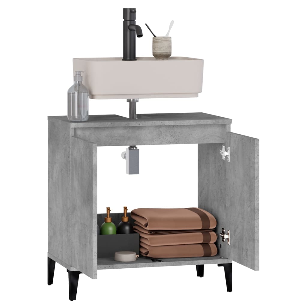 Mobile Lavabo Grigio Cemento 58x33x60 cm in Legno Multistrato - homemem39