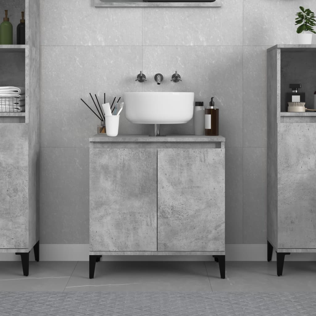 Mobile Lavabo Grigio Cemento 58x33x60 cm in Legno Multistrato - homemem39