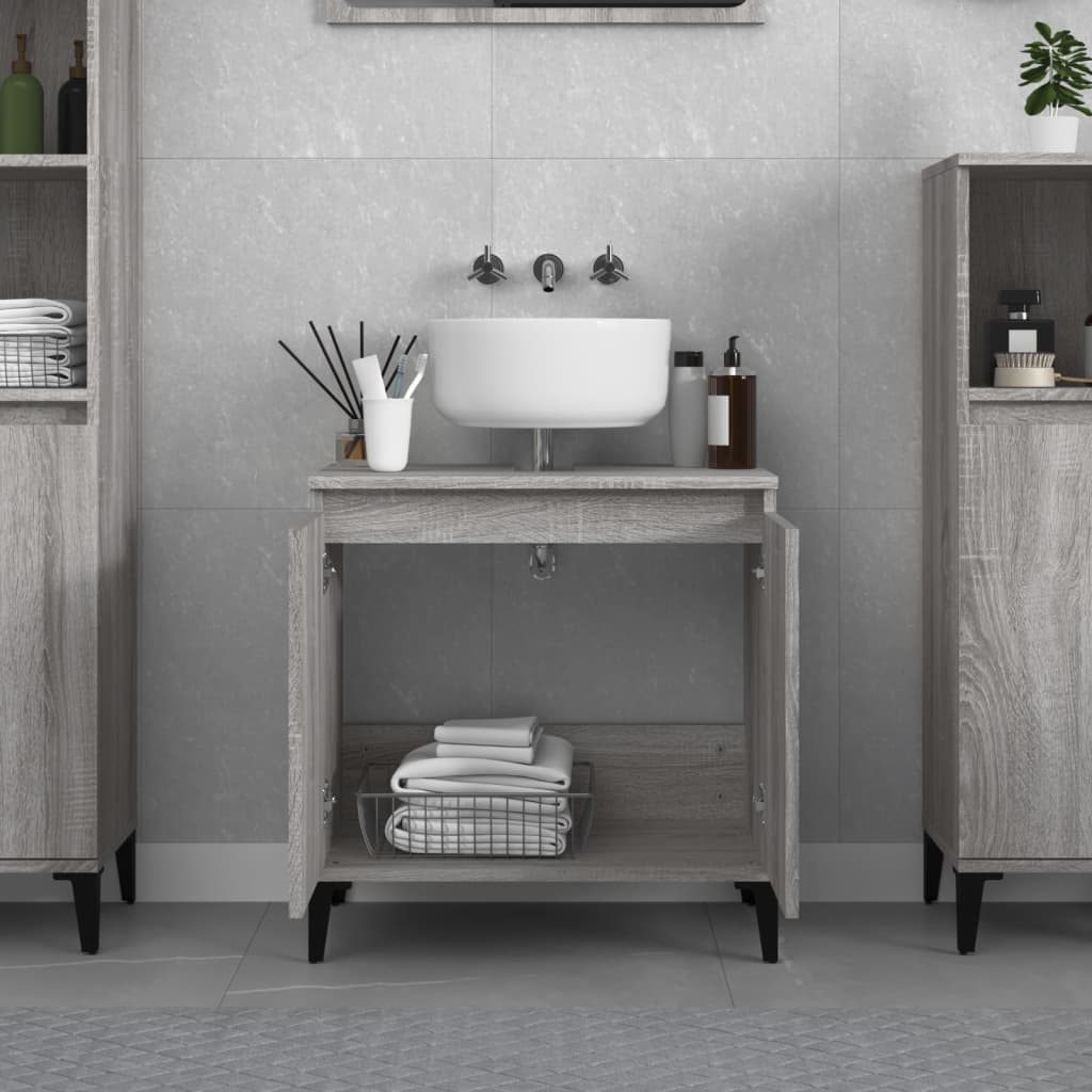 Mobile Lavabo Grigio Sonoma 58x33x60 cm in Legno Multistrato - homemem39