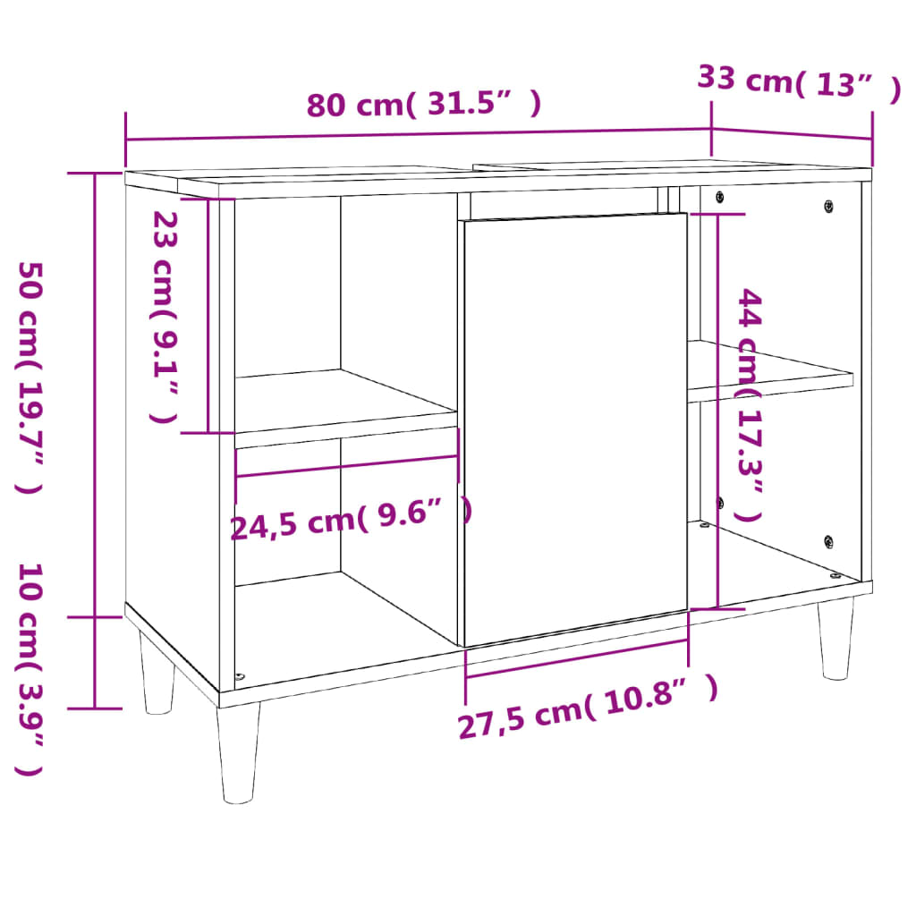 Mobile Lavabo Bianco 80x33x60 cm in Legno Multistrato - homemem39