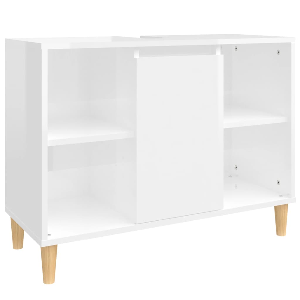 Mobile Lavabo Bianco Lucido 80x33x60 cm in Legno Multistrato - homemem39