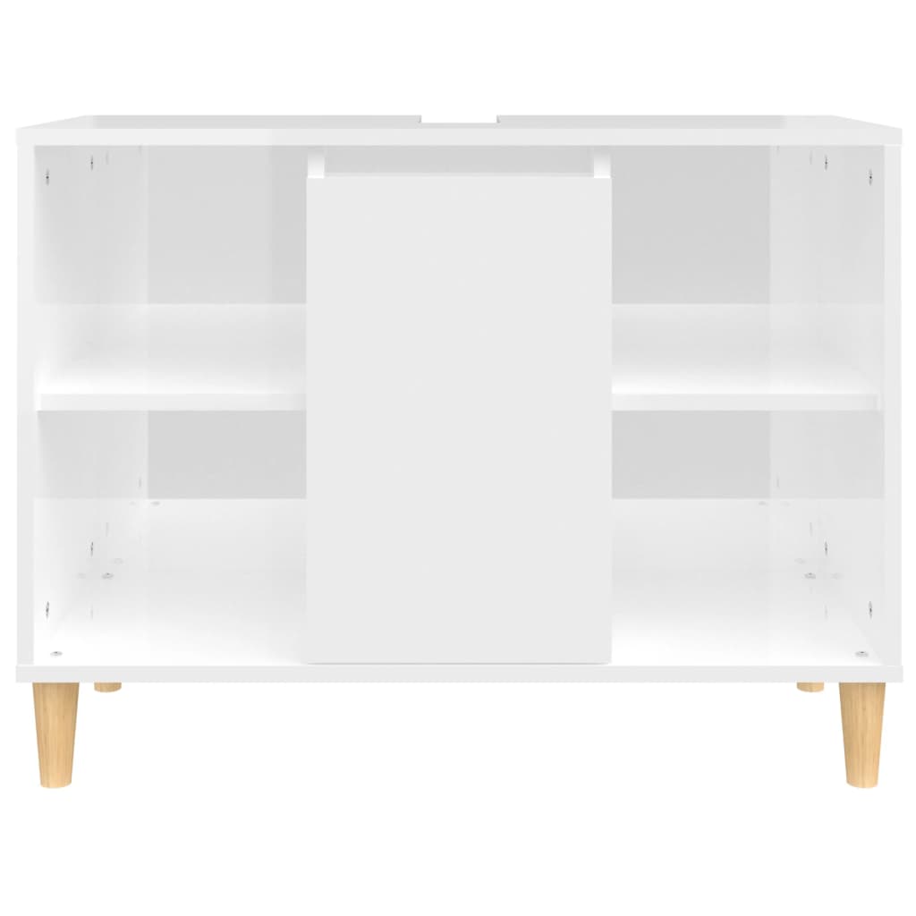 Mobile Lavabo Bianco Lucido 80x33x60 cm in Legno Multistrato - homemem39