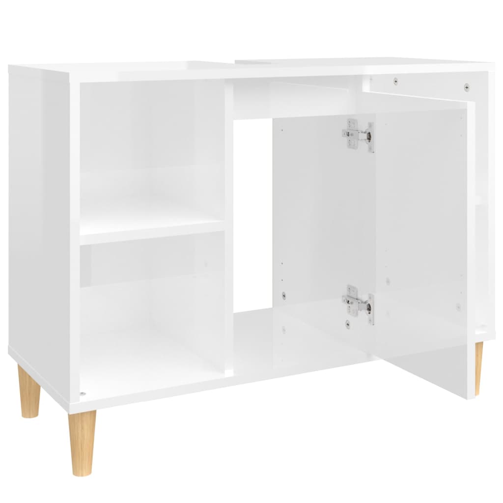 Mobile Lavabo Bianco Lucido 80x33x60 cm in Legno Multistrato - homemem39