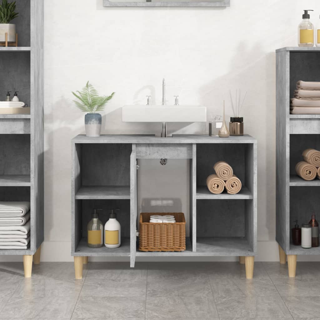 Mobile Lavabo Grigio Cemento 80x33x60 cm in Legno Multistrato - homemem39