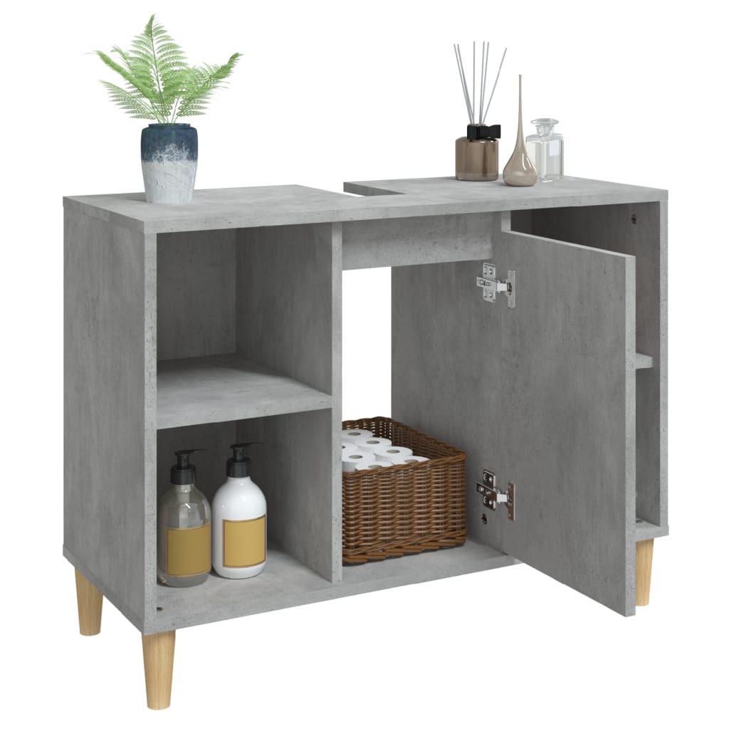 Mobile Lavabo Grigio Cemento 80x33x60 cm in Legno Multistrato - homemem39