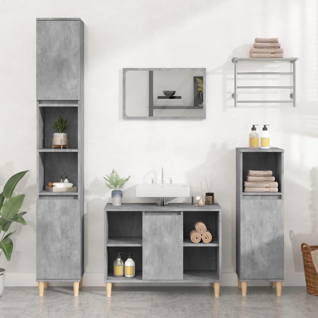 Mobile Lavabo Grigio Cemento 80x33x60 cm in Legno Multistrato - homemem39