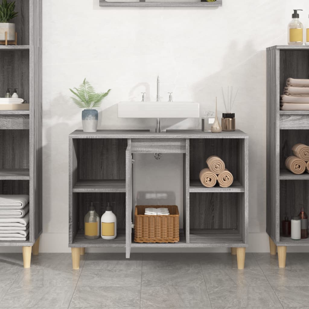 Mobile Lavabo Grigio Sonoma 80x33x60 cm in Legno Multistrato - homemem39