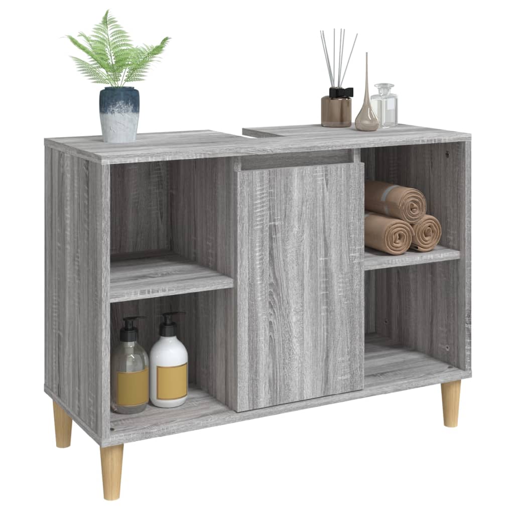 Mobile Lavabo Grigio Sonoma 80x33x60 cm in Legno Multistrato - homemem39