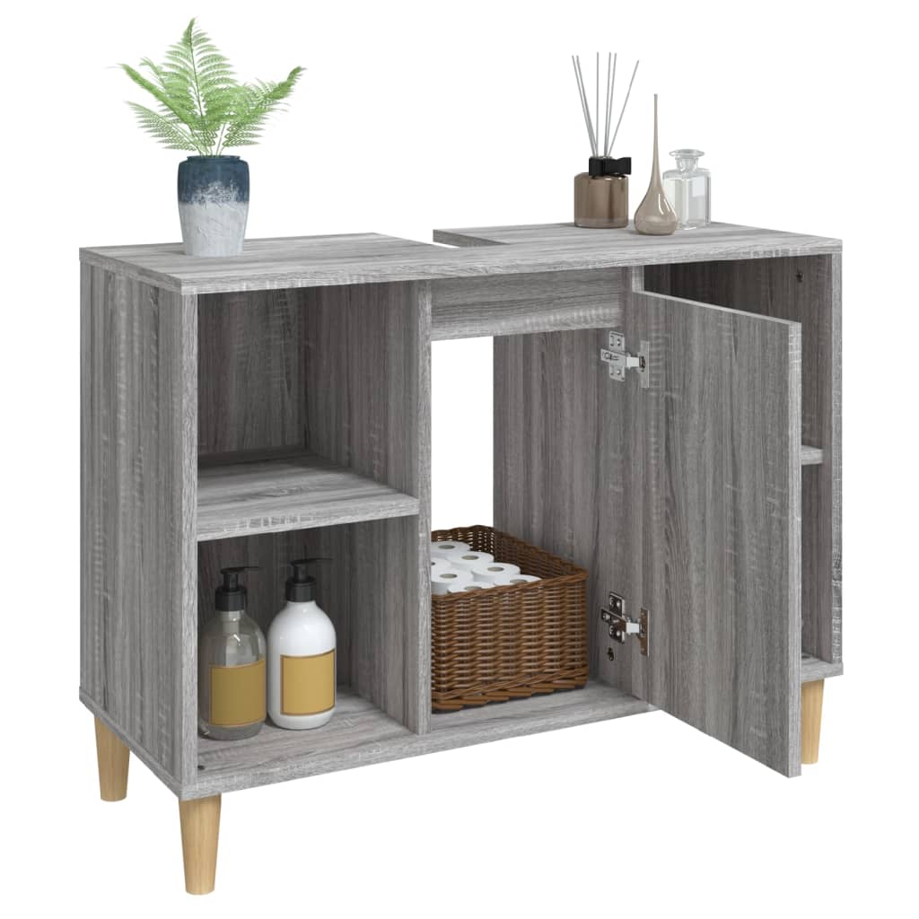 Mobile Lavabo Grigio Sonoma 80x33x60 cm in Legno Multistrato - homemem39