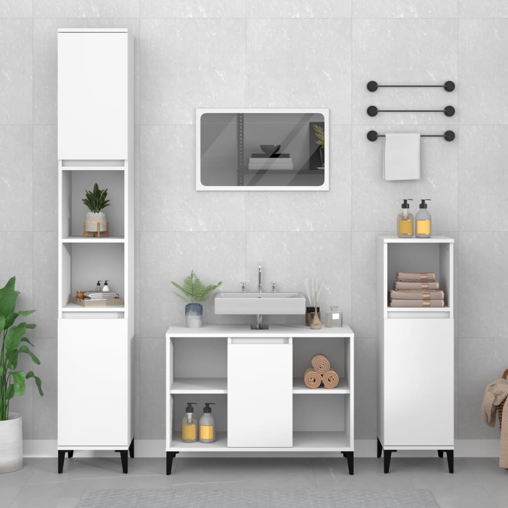 Mobile Lavabo Bianco 80x33x60 cm in Legno Multistrato - homemem39