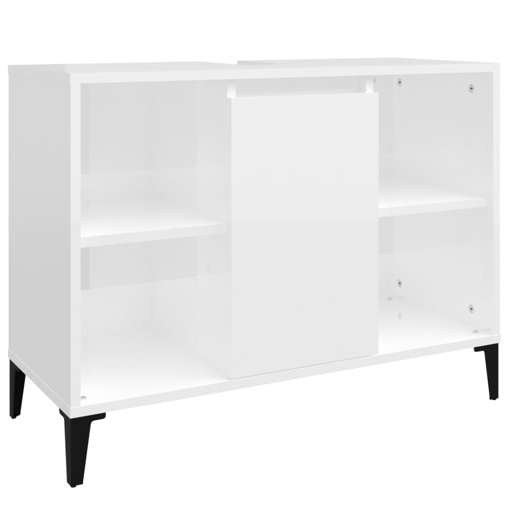 Mobile Lavabo Bianco Lucido 80x33x60 cm in Legno Multistrato - homemem39