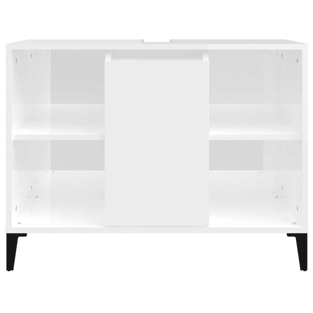 Mobile Lavabo Bianco Lucido 80x33x60 cm in Legno Multistrato - homemem39