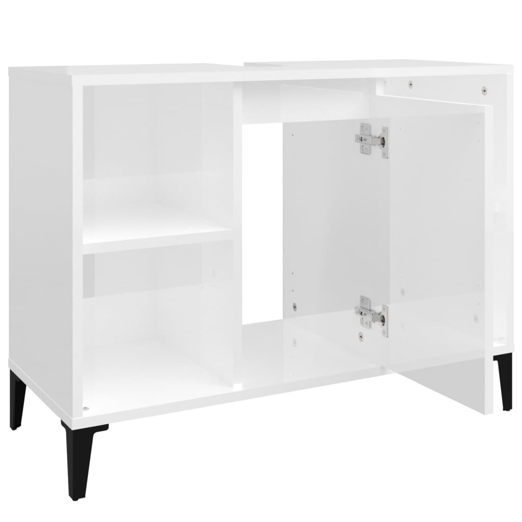 Mobile Lavabo Bianco Lucido 80x33x60 cm in Legno Multistrato - homemem39