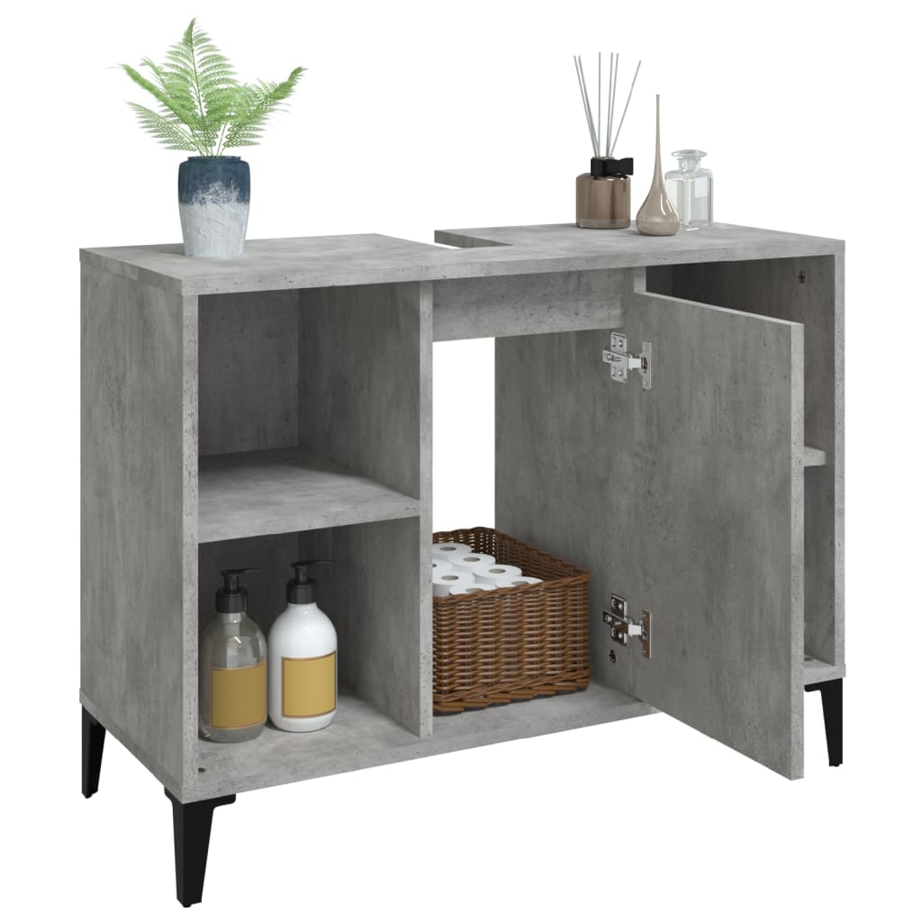 Mobile Lavabo Grigio Cemento 80x33x60 cm in Legno Multistrato - homemem39