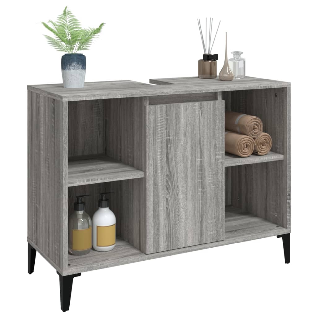 Mobile Lavabo Grigio Sonoma 80x33x60 cm in Legno Multistrato - homemem39