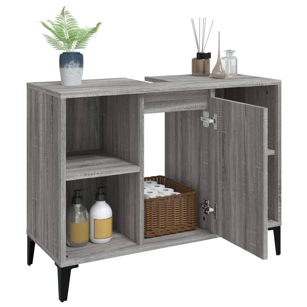 Mobile Lavabo Grigio Sonoma 80x33x60 cm in Legno Multistrato - homemem39