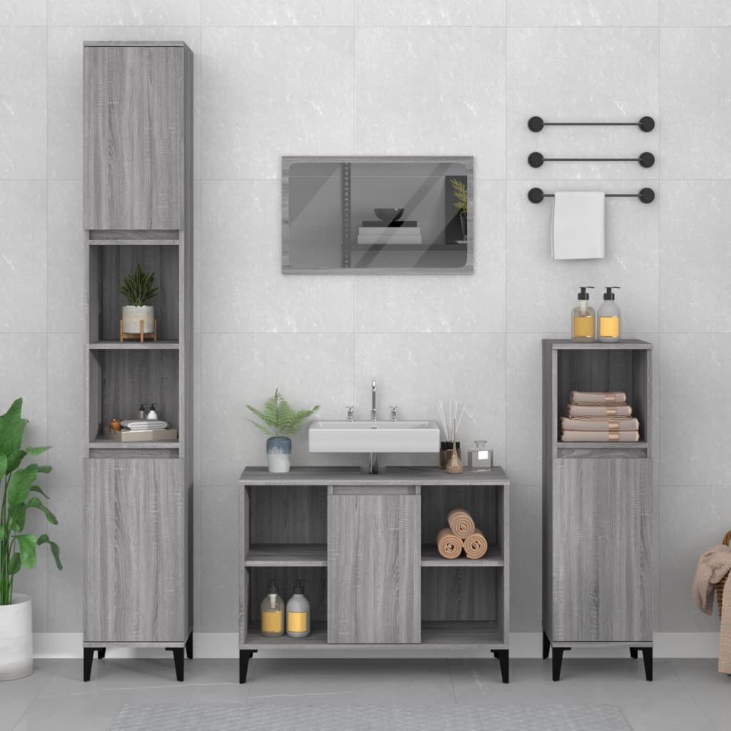 Mobile Lavabo Grigio Sonoma 80x33x60 cm in Legno Multistrato - homemem39