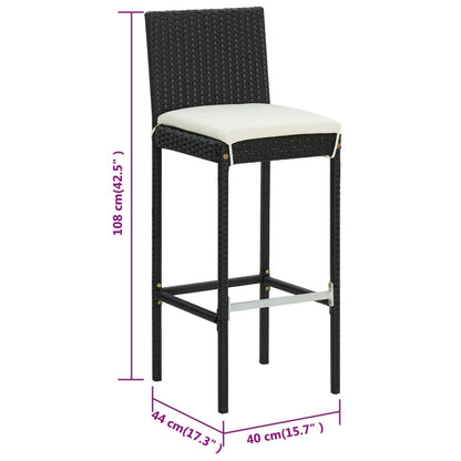 Sgabelli da Bar con Cuscini 6 pz in Polyrattan Nero - homemem39