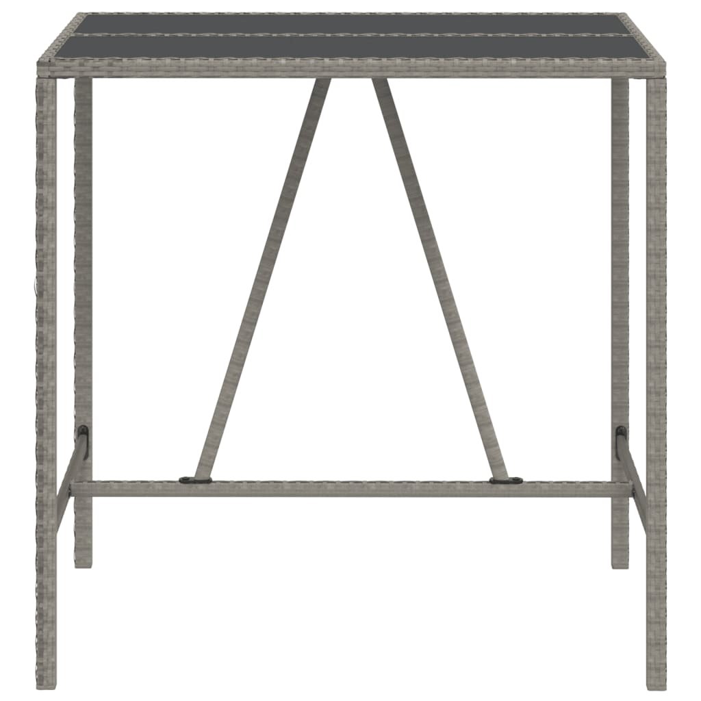 Tavolo da Bar con Piano in Vetro Grigio 110x70x110cm Polyrattan - homemem39