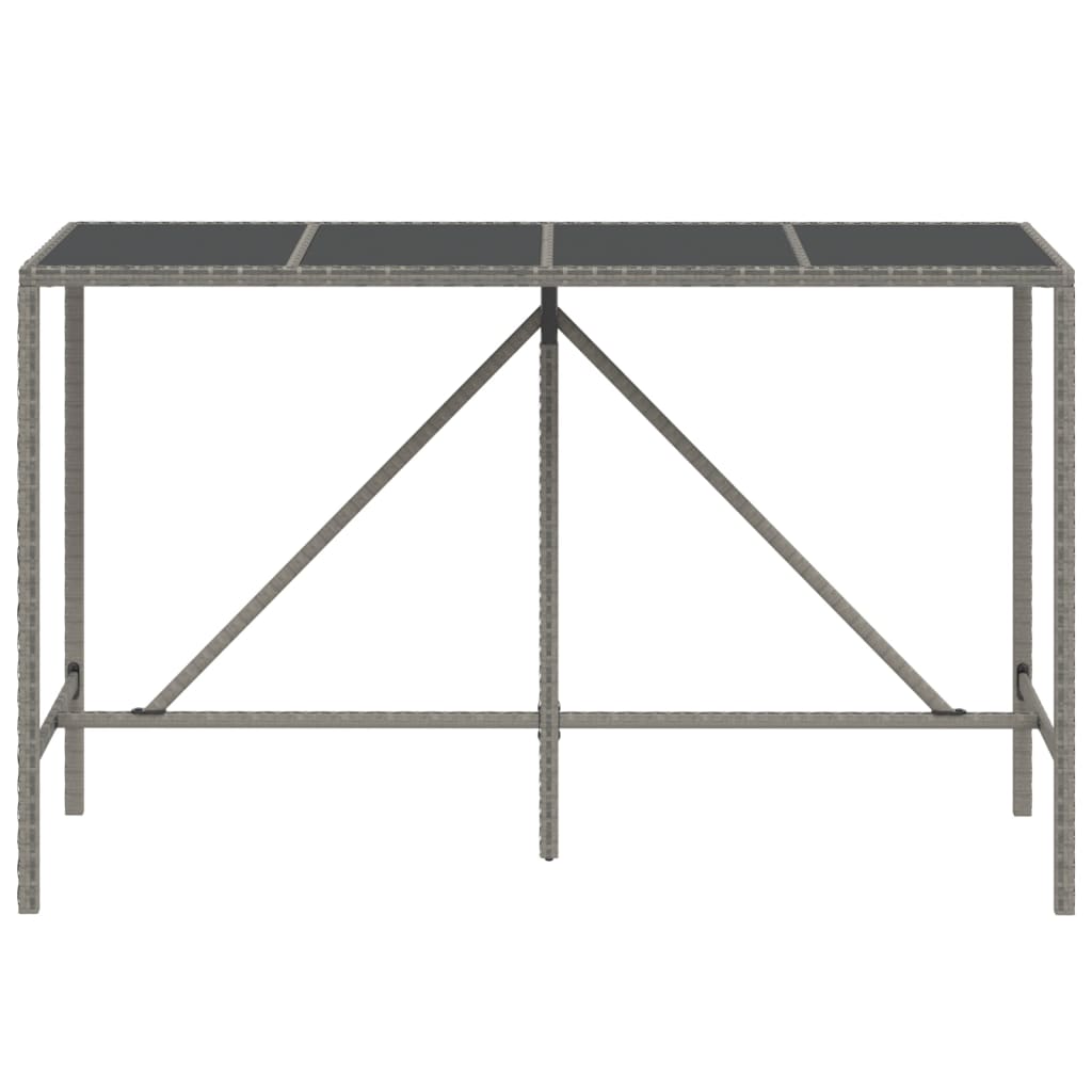 Tavolo da Bar con Piano in Vetro Grigio 180x70x110cm Polyrattan - homemem39