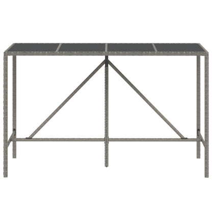 Tavolo da Bar con Piano in Vetro Grigio 180x70x110cm Polyrattan - homemem39